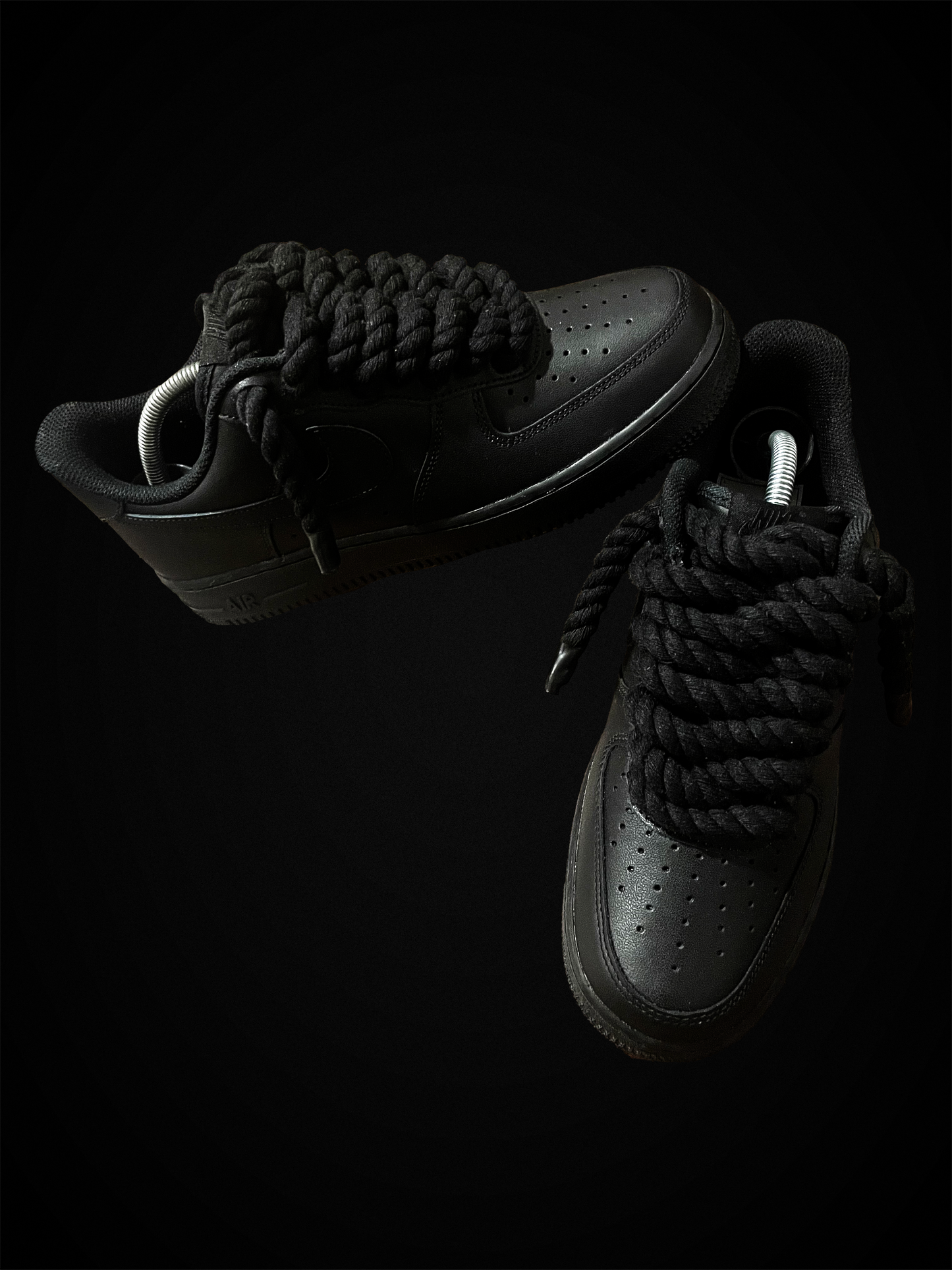 Rope Lace Air Force 1 Trainers - Black/Black