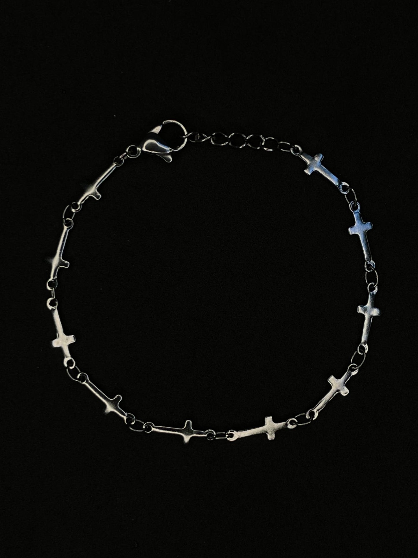 Stainless Steel Cross Chain Bracelet - Silver