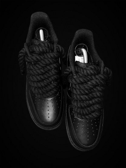 Rope Lace Air Force 1 Trainers - Black/Black