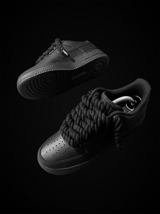 Rope Lace Air Force 1 Trainers - Black/Black