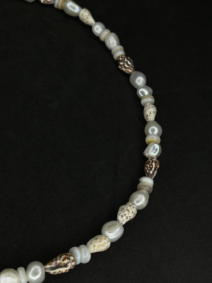 x2 Shell Pearl Necklaces - White/Brown