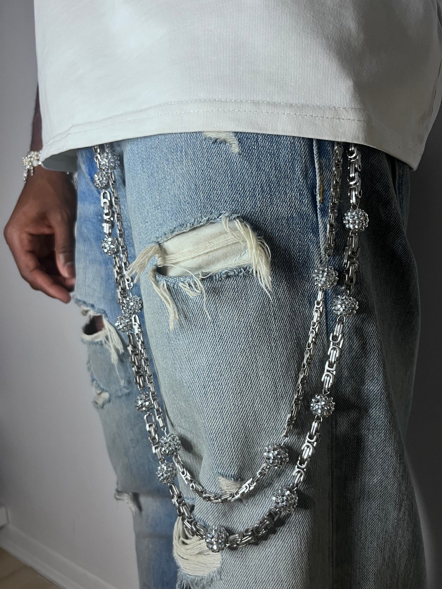 Crystal Balls Jeans Chains