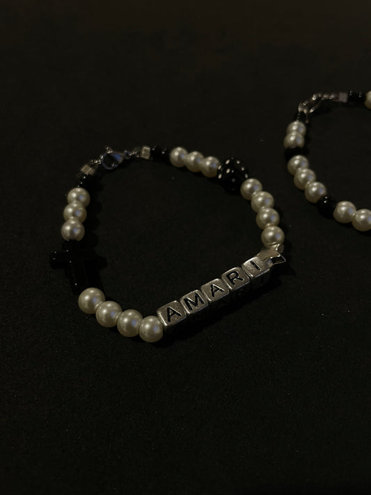 Custom Pearl Bracelet - White/Black