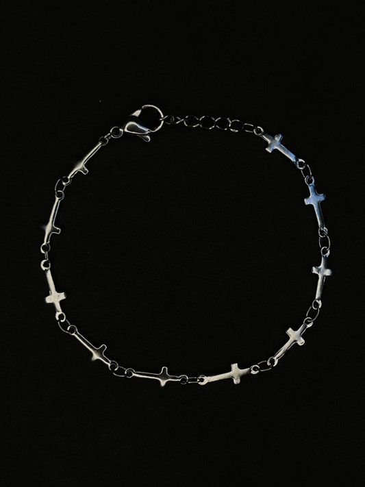 Stainless Steel Cross Chain Bracelet - Silver