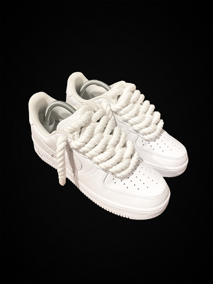 Rope Lace Air Force 1 Trainers - White/White