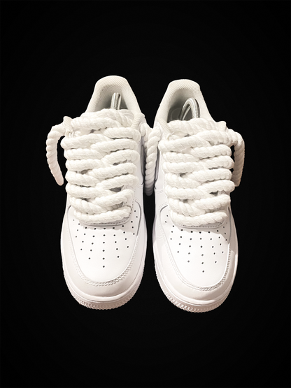 Rope Lace Air Force 1 Trainers - White/White