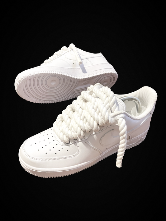 Rope Lace Air Force 1 Trainers - White/White