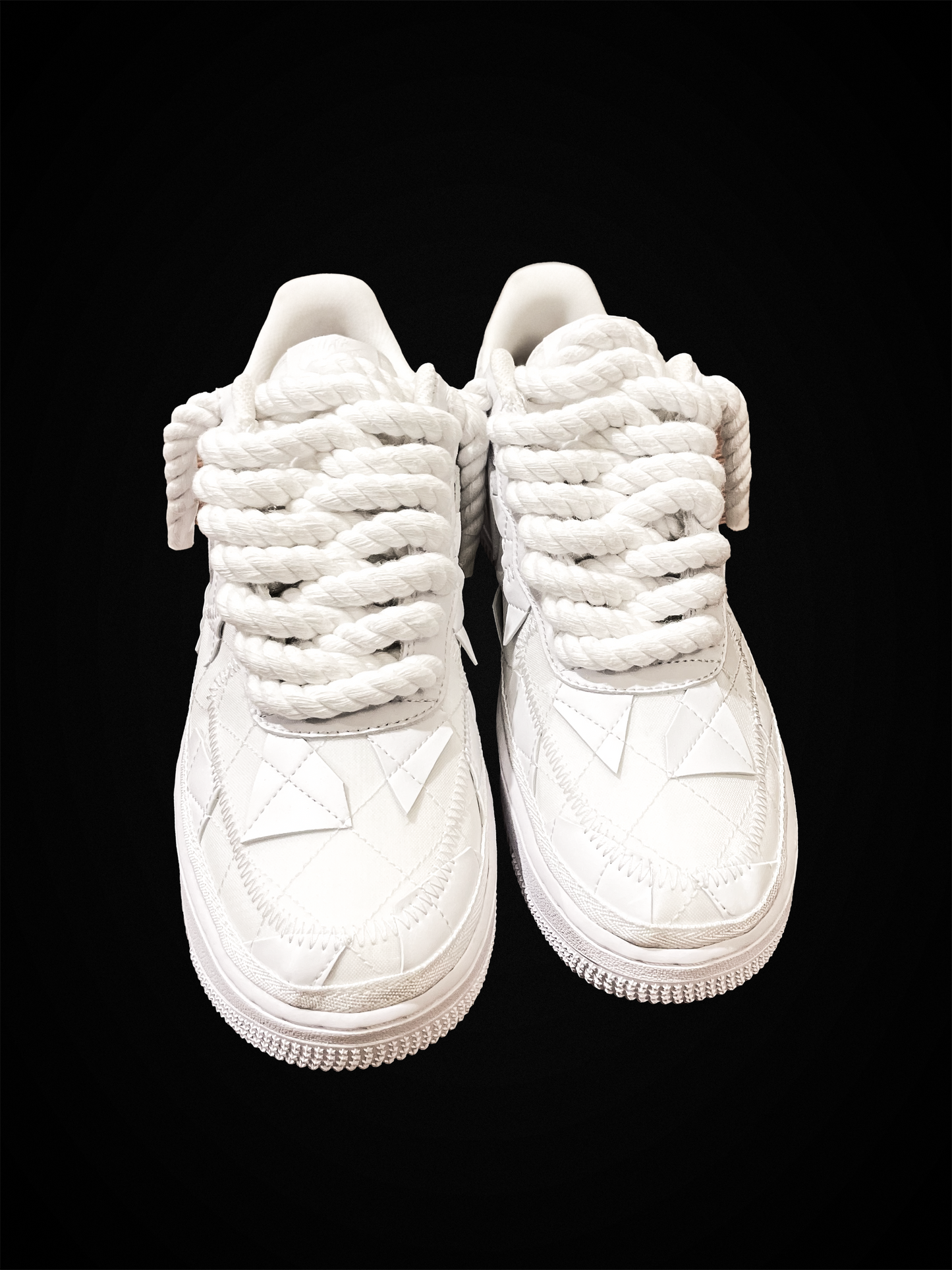 Rope Lace Air Force 1 Custom Trainers - White/White
