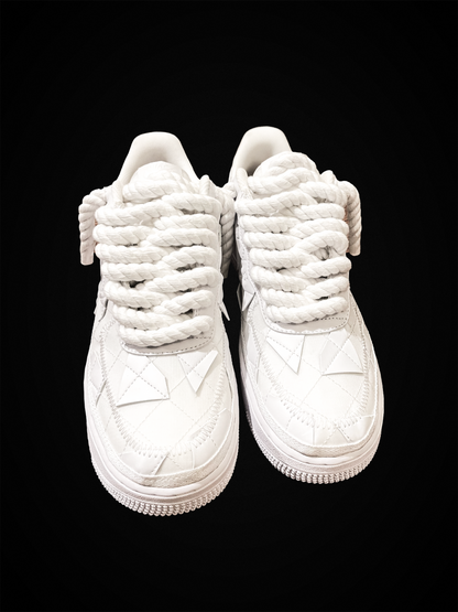 Rope Lace Air Force 1 Custom Trainers - White/White