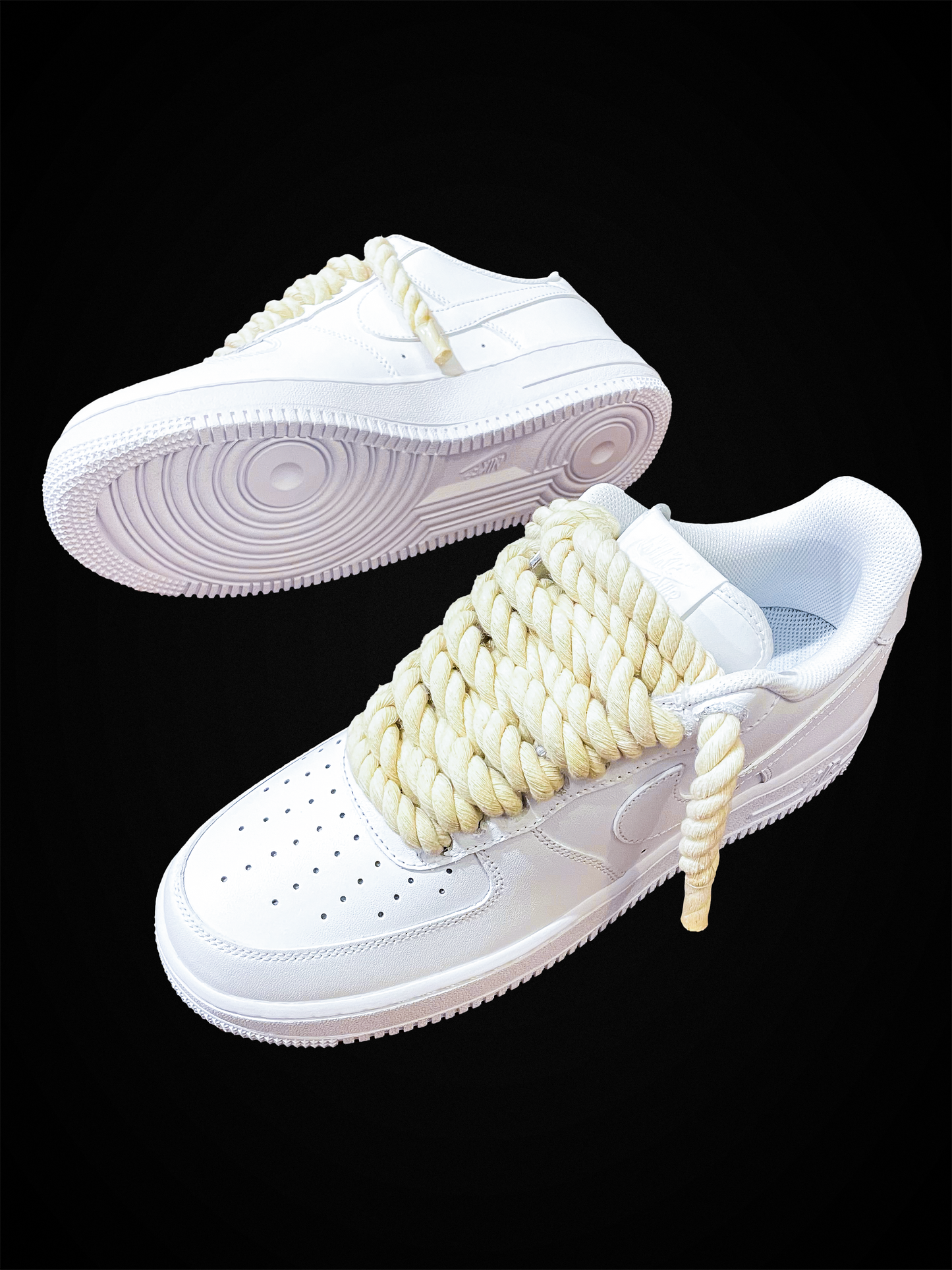 Rope Lace Air Force 1 Trainers - White/Beige